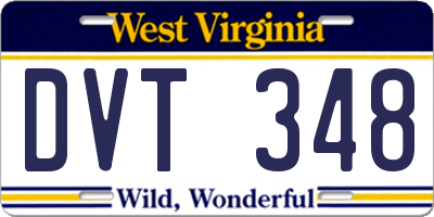 WV license plate DVT348