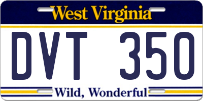 WV license plate DVT350