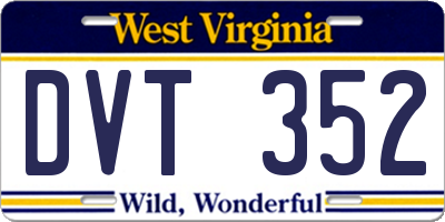 WV license plate DVT352