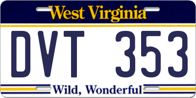 WV license plate DVT353
