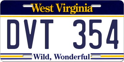WV license plate DVT354