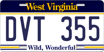 WV license plate DVT355