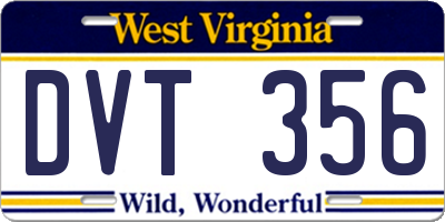 WV license plate DVT356
