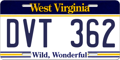 WV license plate DVT362