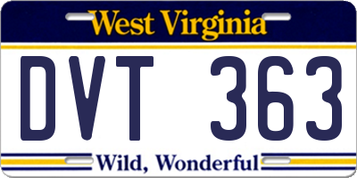 WV license plate DVT363