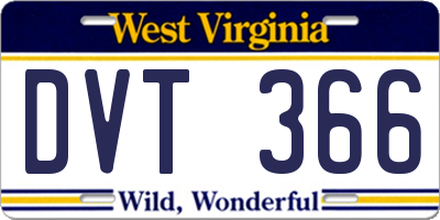 WV license plate DVT366