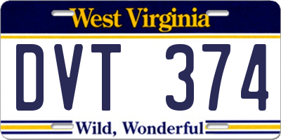 WV license plate DVT374