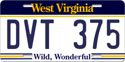 WV license plate DVT375