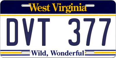 WV license plate DVT377