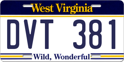 WV license plate DVT381