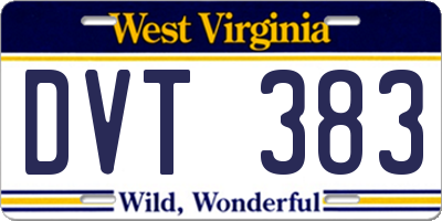 WV license plate DVT383