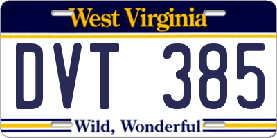 WV license plate DVT385