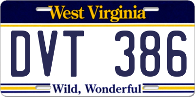 WV license plate DVT386
