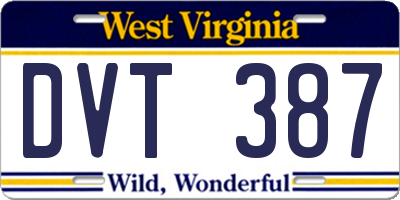 WV license plate DVT387