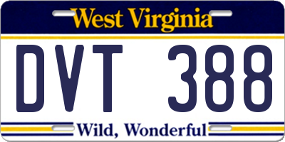 WV license plate DVT388