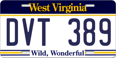 WV license plate DVT389