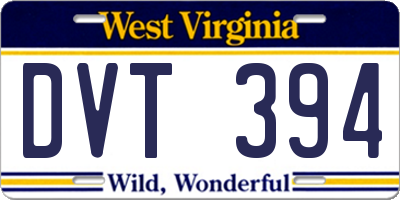 WV license plate DVT394