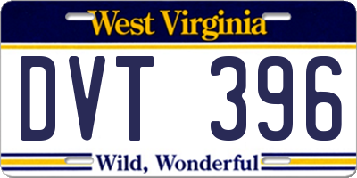 WV license plate DVT396