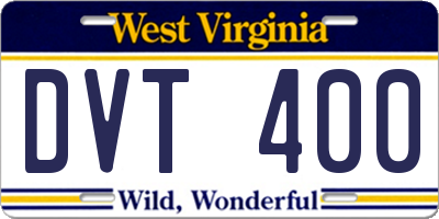 WV license plate DVT400