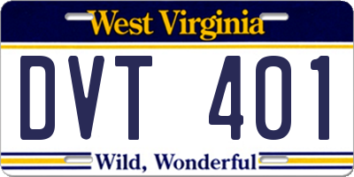 WV license plate DVT401