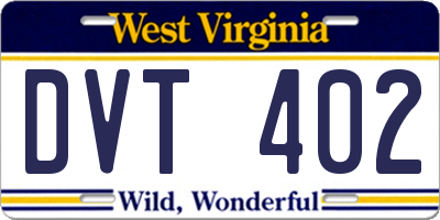 WV license plate DVT402