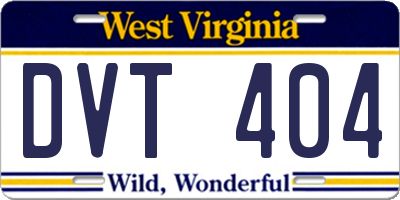 WV license plate DVT404