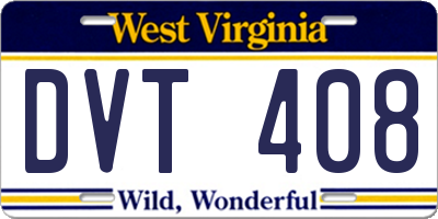 WV license plate DVT408