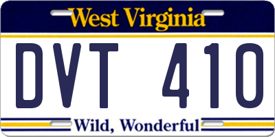 WV license plate DVT410