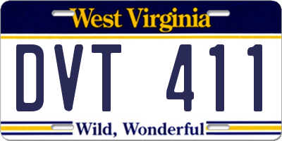 WV license plate DVT411