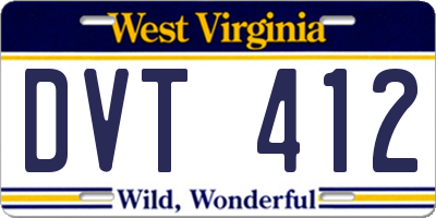 WV license plate DVT412