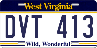 WV license plate DVT413
