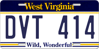 WV license plate DVT414