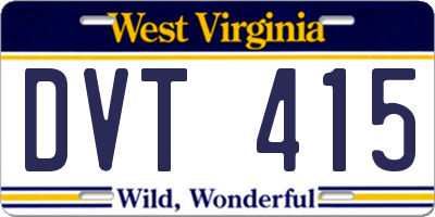 WV license plate DVT415