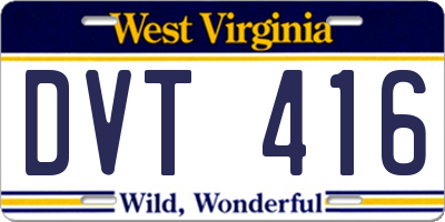 WV license plate DVT416