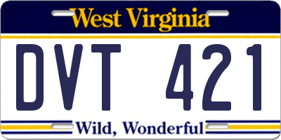 WV license plate DVT421