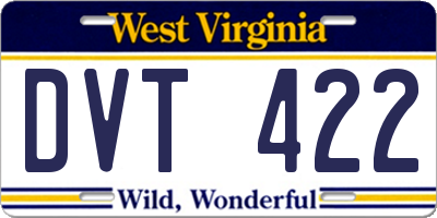 WV license plate DVT422