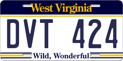 WV license plate DVT424