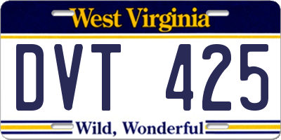 WV license plate DVT425