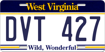 WV license plate DVT427