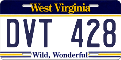 WV license plate DVT428