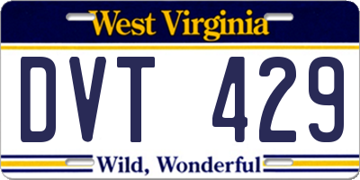 WV license plate DVT429