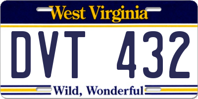 WV license plate DVT432