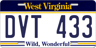 WV license plate DVT433