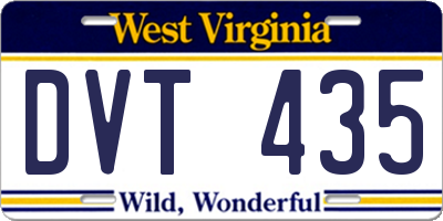WV license plate DVT435