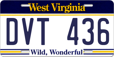 WV license plate DVT436