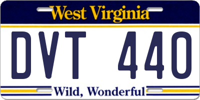 WV license plate DVT440