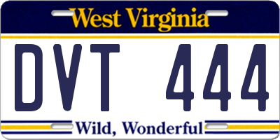 WV license plate DVT444
