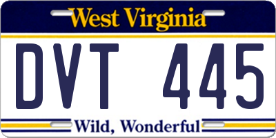 WV license plate DVT445