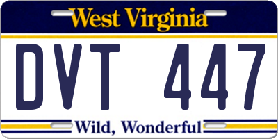 WV license plate DVT447