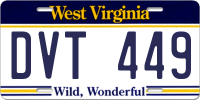 WV license plate DVT449